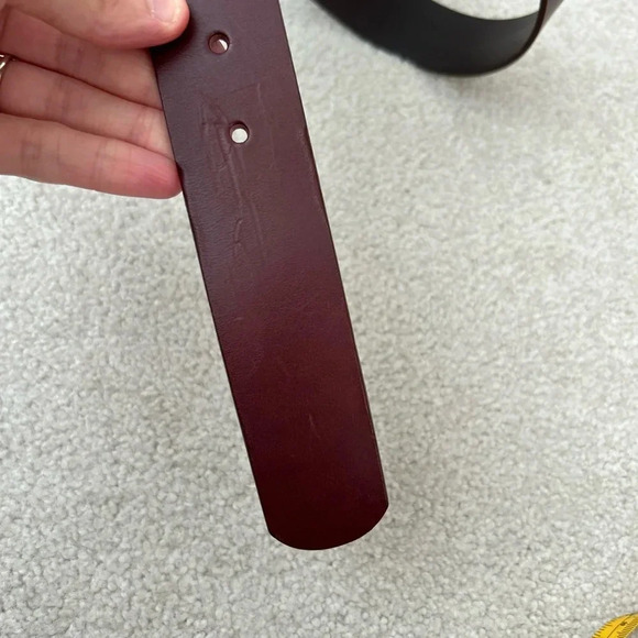 Aritzia Auxiliary Double Ring Leather Belt burgundy brown xsmall - Picture 6 of 8